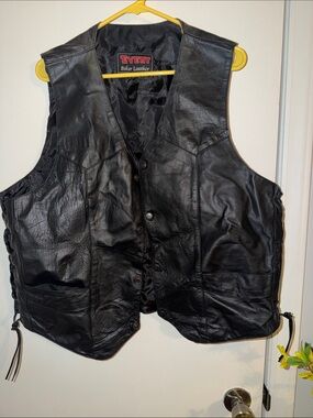 Event Black Leather Biker Vest - Women's